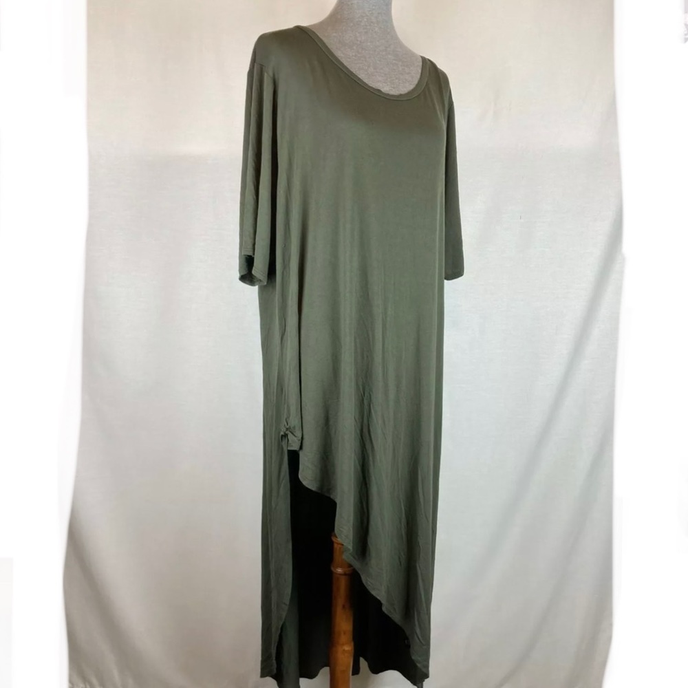 Torrid Plus Size Olive Short Sleeve High Slit Maxi Dress